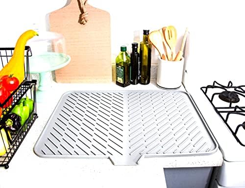 Luxet Silicone Dish Secying com lábio de drenagem embutido - almofada de secagem higiênica - compacto resistente Fácil de