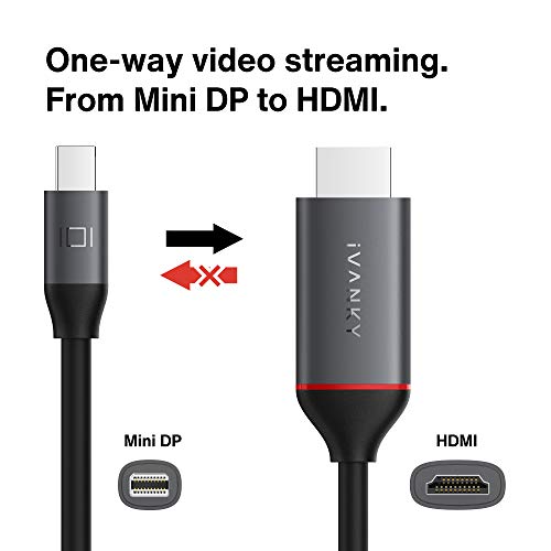 Ivanky mini displayport para cabo HDMI, Thunderbolt flexível para cordão HDMI, solução ideal de chip, mini DP para cabo HDMI para MacBook