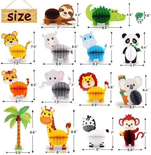 DISTARATIE 30PCS Jungle Safari Animals Honeycomb Centerpieces Decorações de mesa 3D para o Safari Aniversário do Safari Baby