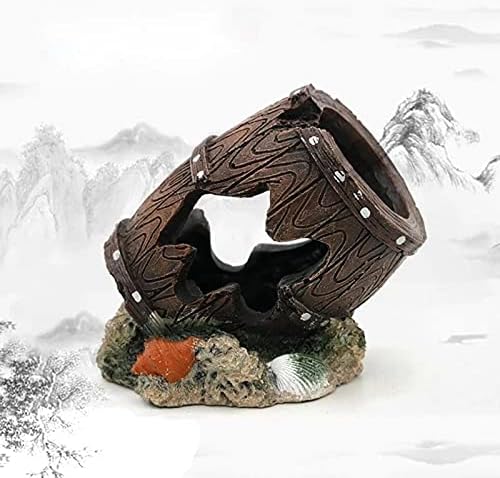 WPYYI Aquário decoração de peixes paisagismo ornamentos de barril de vinho Acessórios para decoração da paisagem da caverna do abrigo