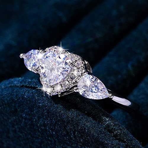 2023 novo amor prateado amplo forma forma de diamante completo diamante amor shinestone anel de diamante completo elegante