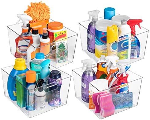 Clearspace Clear Plástico Bins - XL 4 Pacote de pacote Organização de cozinha perfeita ou armazenamento de despensa - organizador