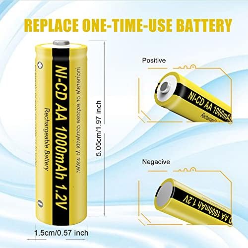 AA Bateria recarregável 1.2V Nicd 1000mAh Baterias para Luzes solares de paisagismo de jardim Contagem de 6 pacote