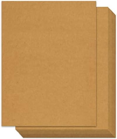 Yinuoyoujia 100 folhas Cardstock marrom de 8,5 x 11 de papel de espessura, cartolina kraft 250gsm/92lb Papol de impressora para artesanato, fabricação de cartões, convites, impressão, desenho, material de recortes