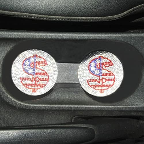 2 Pack Crystal Bling Car copo Inserir montanhas -russas de 2,75 Silicone Anti Slip Sparkly Diamond Auto Coasters Conjunto para porta