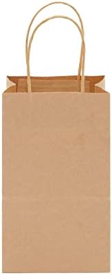 Juvale 12 Pacote pequenos sacos de presente com alças, 5,3 x 3 x 8,5 polegadas Kraft Material de papel Brown para favores