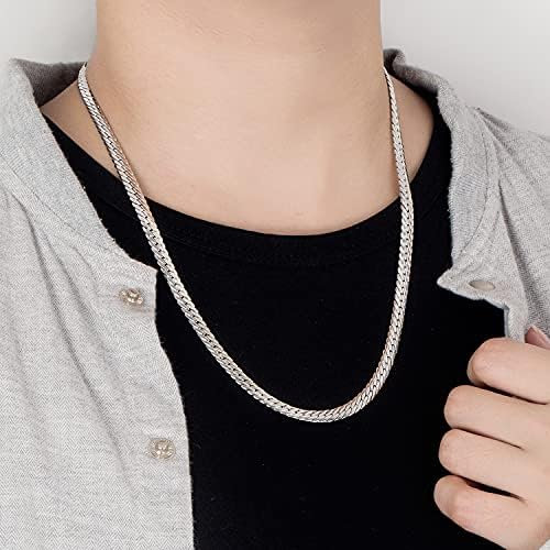 H e Beautimer Classic Men 925 Sterling Silver Flat Snake Chain Colar Moda Golden 6mm-18 20 22 24 26 Curb Link Link Choker Boys Jewelry