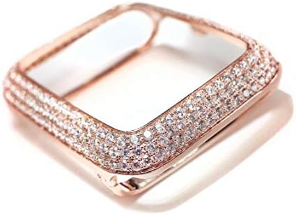 EMJ Bling Apple Watch Série 4/5 Caixa de moldura Face Cover de zircônia Laboratório Diamante de ouro rosa 40/44 mm