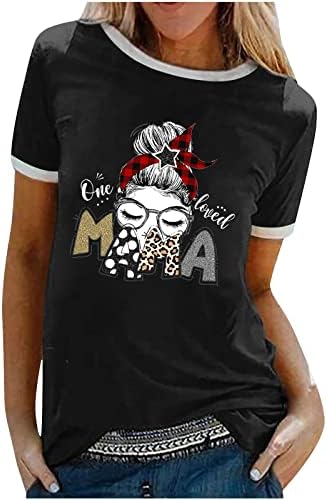 Mama camisetas para mulheres redondo cola de manga curta 2023 Camisas gráficas engraçadas de verão letra impressa