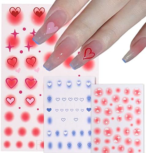 Adesivos de unhas do dia dos namorados gradiente de halo amor coração e estrela adesiva adesiva adesivos de arte namorar unhas