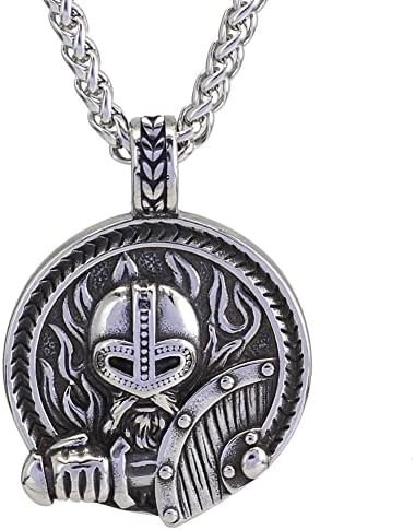 Colar Viking de aço inoxidável Guoshuang para homens Nórdicos Worrior Shield Ax Jóias Viking Presente para homens Mulheres