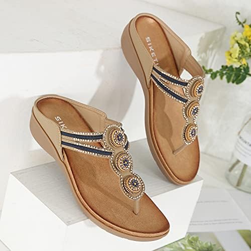 Flippers de casa para mulheres chinelos de cristal boêmio para sapatos femininos cunhas de chinelos romanos sandálias femininas sandálias de verão sandálias de verão