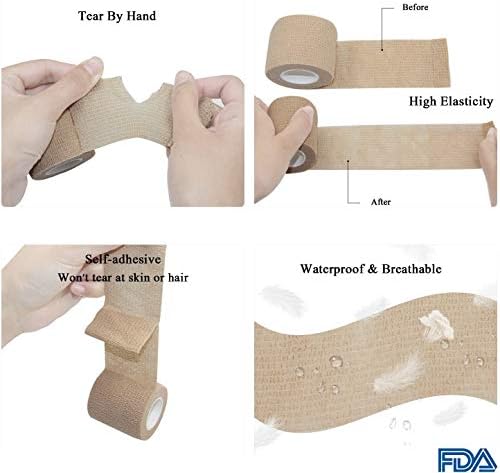 Vet Wrap 3 polegadas x 12 pacote de fita vermelha para fita de fita de bandagem de pele Bandagem coesa coesão Bandagens de fabricação auto -pendurada embrulhada de bandagem auto -aderente Bandagem