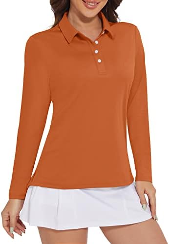 Camisas de pólo feminino de Magcomsen camisetas de golfe de manga comprida Rápida seca rápida 50+ Proteção solar Camisas leves