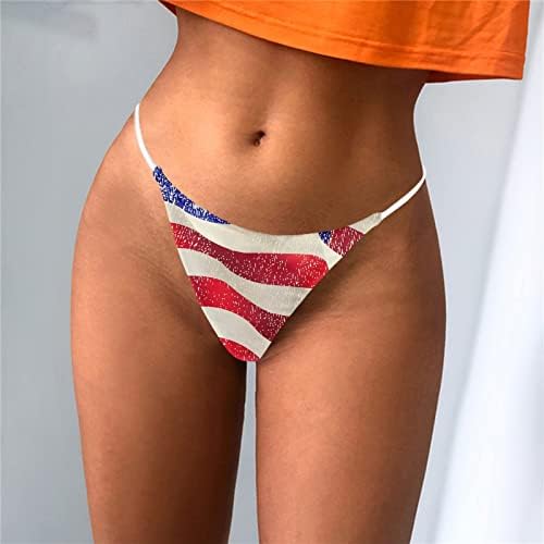 4 de julho calcinha de calcinha para mulheres Sexo safado tiras esticadas t-back subwwear American Bandeira baixa cintura