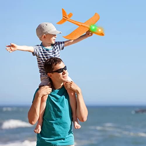 Aizoer 2 pacotes Toys de avião LED, 17,5 Plano de espuma de arremesso grande para crianças ， 2 Modo de vôo Toy Flying Outdoor Sport Toy para 6 7 8 meninos de 9 anos meninas