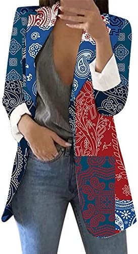Cardigã impresso feminino Terno formal de manga longa lapela de jaqueta de negócios casacos de casaco de escritório