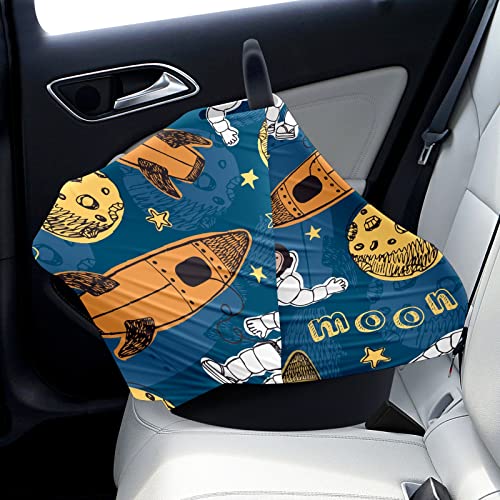 Capas de assento do carro para bebês Estrelas Planetas Astronauta Moon Rockets Desenhado à mão Tampa de enfermagem Tampa de carrinho