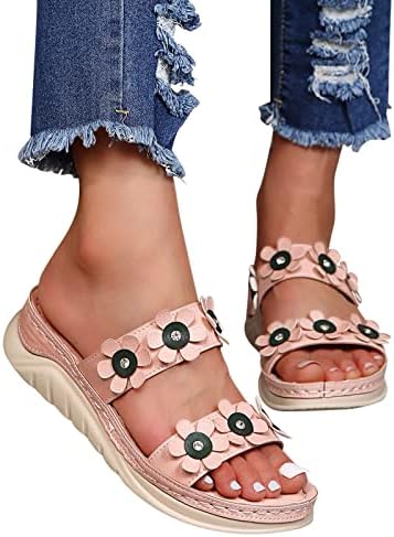 Washerce Sandals Sandals Saltos de moda Moda Mulheres sandálias de cunha salto grosso sola de pulseira dupla com strap strass stromestone