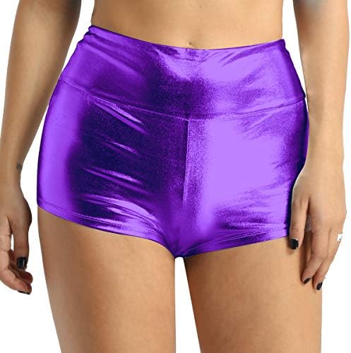 vastwit feminino feminino brilhante Metallic High Boity Botty Shorts Hot Pants Festival Rave Dance Bottoms Clubwear