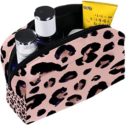 Tbouobt Makeup Bag Zipper Pouch Travel Organizador cosmético para mulheres e meninas, padrão de leopardo rosa moderno