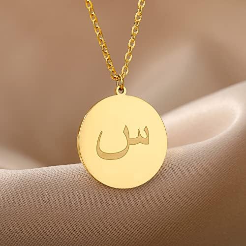 Colares de cartas árabes da loja T3 para mulheres pendentes redondos de ouro de colar de colar de gargantilha de colar de gargantilha