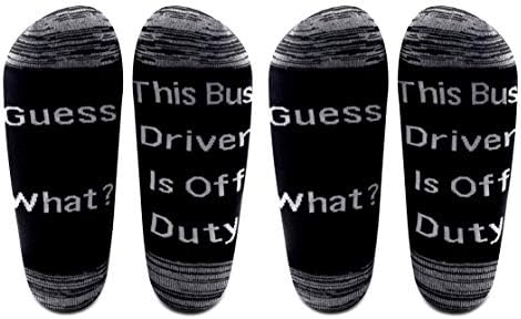 LEVLO Funny Bus Driver de ônibus escolar Presente adivinhe o que este motorista de ônibus está de folga meias de algodão de