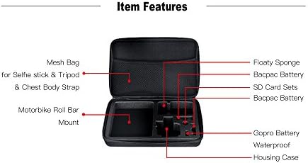 TEKCAM GRANDE CASE DE CAPAÇÃO DE AÇÃO DE Ação de transporte compatível com a GoPro Hero 11 10 9 8 7 6 5/Akaso Ek7000 Brave 4 V50x