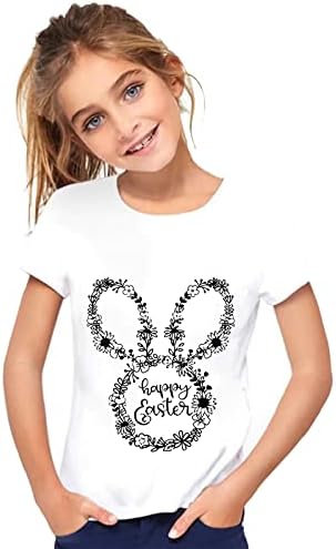 Camiseta do dia da Páscoa camiseta tshirts t-shirt menina menino menino de manga curta bunny camiseta infantil tee tops