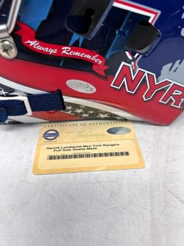 Henrik Lundqvist New York Rangers assinou a máscara de goleiro de tamanho completo de steiner coa - capacetes e máscaras autografadas da NHL
