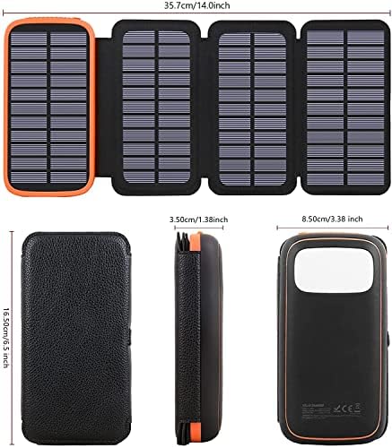 Conxwan Carregador solar Banco de energia: 27000mAh CARREGADOR DE BATERIA solar portátil portátil com 3 saídas USB