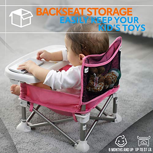 Sereno Life Baby Seat Booster -Space Saver Credons de reforço - Pop portátil e Open Sit Dobing Booster Cadeira - Corrente de segurança/bandeja