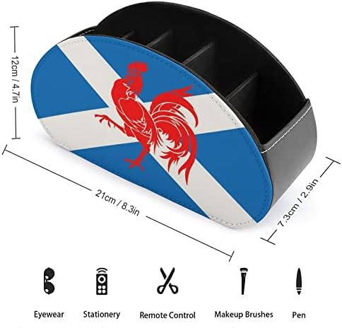 Red Cock Scotland Flag Remote TV Control Storage Box Organizer com 5 compartimentos para quarto de mesa