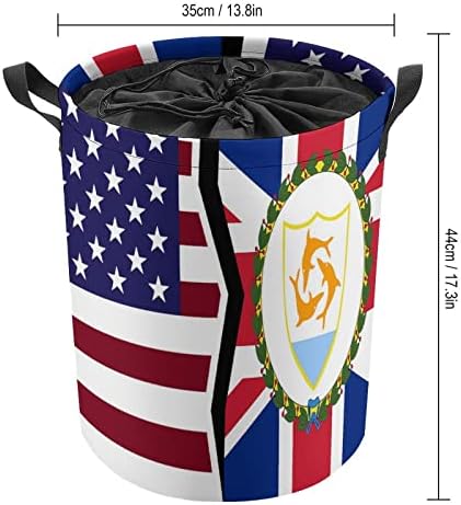 American e Anguilla Flag Leundry Horty Treating Storage Storage Laundry Basket Large Toy Organizer Basket