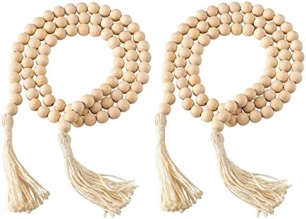Phitric Wooden Beads Garland Boho Decor, 2 pacote de 58 polegadas Garland de madeira de madeira de 58 polegadas