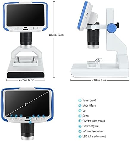 ZLXDP 200X Microscópio digital 5 '' Tela de vídeo Microscópio Microscópio Eletrônico Presente Ferramenta de Biologia Científica