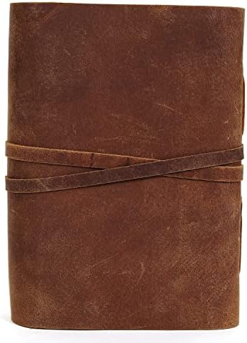 Jornal de couro, caderno de couro, diário de papel de borda de deckle de 240 páginas, diário de couro com chave, caderno de
