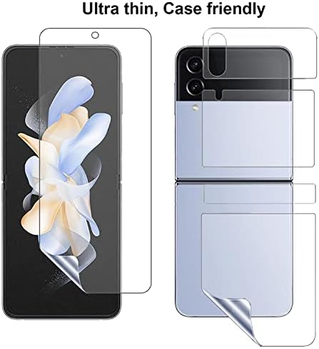 Protetor de tela projetado para Samsung Galaxy Z Flip 4, 3 PCs Protetor de tela externo e 3 PCs dentro do protetor de