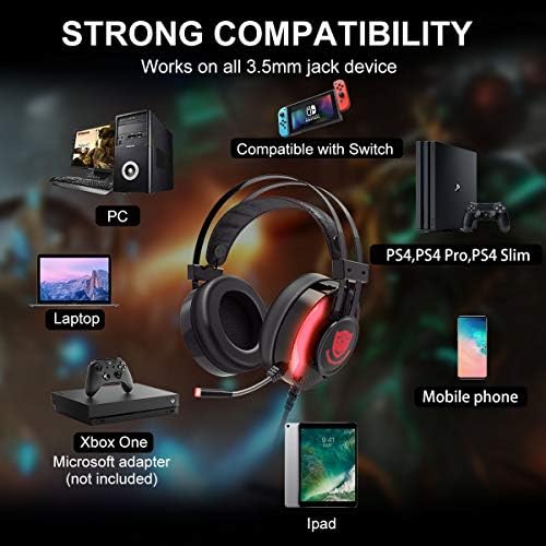 Fone de ouvido Taotique PS4 Gaming, fone de ouvido do jogo de som surround 7.1 para fones de ouvido de jogos com cancelamento de ruído