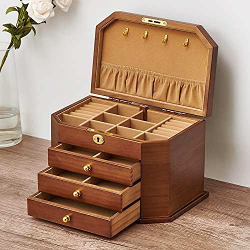 Scdzs Hexagonal Wood Jewelry Box Storage With Breathings Brincos