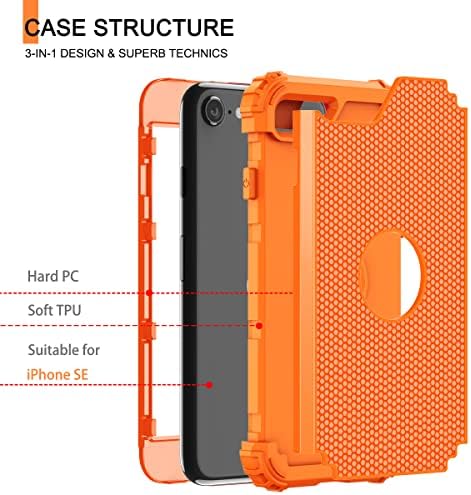 LONTECT PARA iPhone SE 2022 Case, iPhone SE 2020 Case com [2 pacote] Protetor de vidro temperado Protetor de choque de