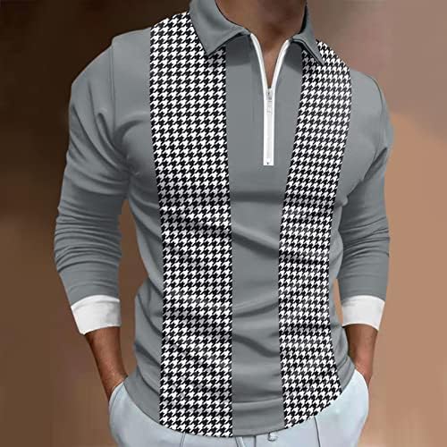 Xxbr masculino 1/4 zíper camisas pólo, outono inverno manga longa cão de golfe de golfe de golfe de rua