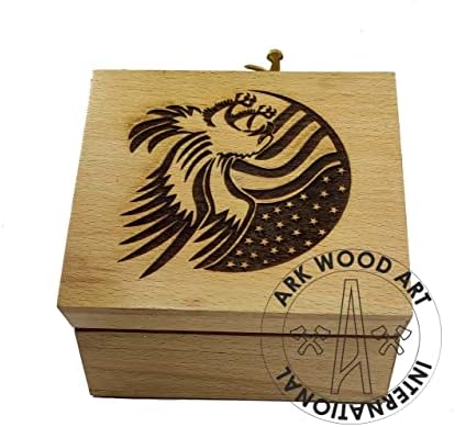 Ark Wood Art Caixa de presente exclusiva internacional, caixa de lembrança natural de madeira, caixa de presente gravada personalizada, peito de memória de casamento, jóias ou caixa de foto, caixa personalizada do casal, 6x5x3 polegadas