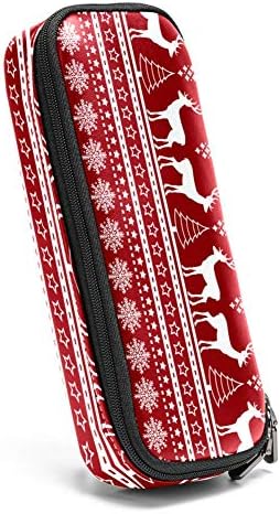 Saco de caneta de casca de couro de decoração de férias com bolsa de armazenamento de papelas dupla com zíper para o escritório