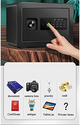 GLJ cofres caixa de bloqueio de impressão digital, cofres de segurança com teclado numérico e luz indicadora, porta micro fenda, dinheiro de armazenamento, joias