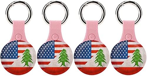Vintage American Lebanon Flag TPU Caso para Airtag com Tecla de Capitão de Proteção Aerção de Air Tag Finder Accessories Holder para Keys Backpack Pets Bagagem