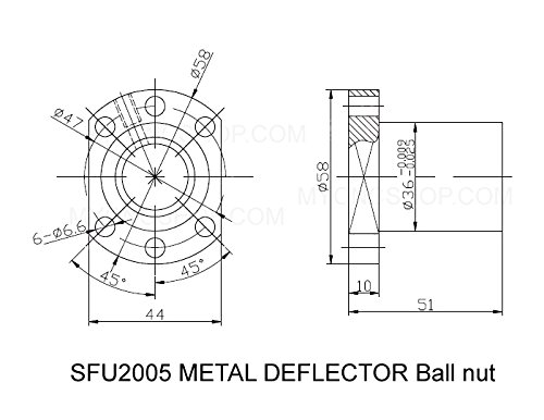 FBT DIA.20mm 2005 Cravo de bola anti -backlashed Peças CNC x y zkits = sfu2005 - L650 mm + porca de esferas de bola