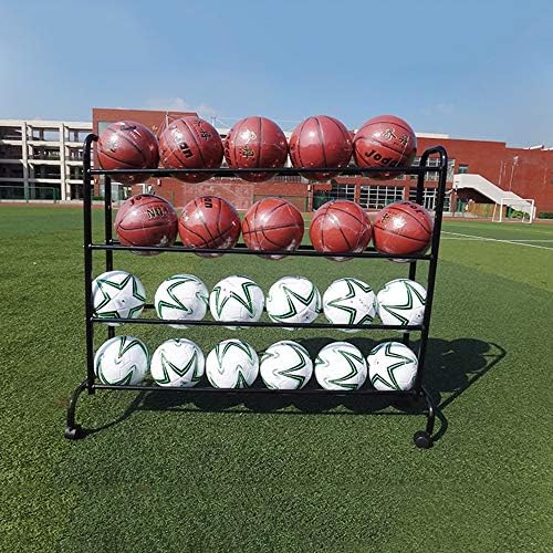 Teerwere Ball Rack Sports Sports Ball Ball Storage Rack detém 15-24 Basketballs para Gym Gym e Escolas com Ginástica