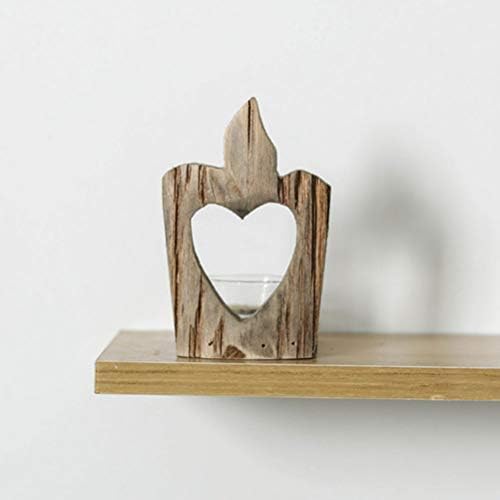 Abaodam Christmas Wooden Veller Ornament Hollow Out Heart Design Desktop Acessório decorativo com copo de vidro para decoração