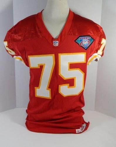 1994 Kansas City Chiefs #75 Jogo emitiu Red Jersey 75th Patch DP17445 - Jerseys de Jerseys usados ​​da NFL não assinada